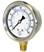 201L-254E Brass Liquid Filled Pressure Gauge