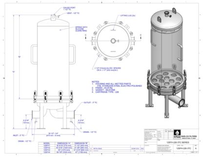 12SFH - T-Style Housing with Swing Bolt Closure. 12 - 40" Cartridges