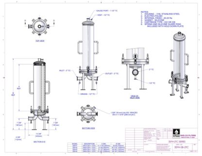 3SFH - T-Style Housing with Swing Bolt Closure. 3 - 20" Cartridges